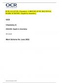 OCR AS LEVEL Chemistry A H032/02 JUNE 2022 FINAL MARK SCHEME> Depth in chemistry.
