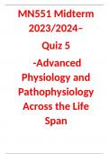 MN551 Midterm 2023/2024–  Quiz 5  -Advanced Physiology and Pathophysiology Across the Life Span