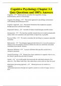 Cognitive Psychology Chapter 1-3 Quiz Questions and 100% Answers