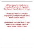 Introduction to Computing Using Python An Application Development Focus, 2e Ljubomir Perkovic (Solution Manual)