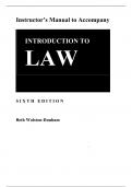 Introduction to Law 6e Beth Walston Dunham (Instructor Manual)