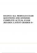 DAANCE ALL MODULES FINAL EXAM QUESTIONS WITH CORRECT ANSWERS COMPLETE ACTUAL EXAM 2023/2024 (LATEST GRADED A+)