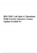 BIO 250L Lab Quiz 4 | Questions With Correct Answers 2023/2024 (Latest Update Graded A+)