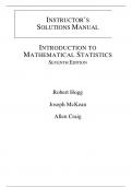 Introduction to Mathematical Statistics 7e Robert Hogg, Joeseph McKean, Allen Craig (Solution Manual)