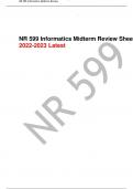 NR 599 Informatics Midterm Review Sheet 2022-2023 Latest