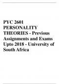PYC 2601 PERSONALITY THEORIES Previous Assignments and Exams Upto 2018 University of South Africa