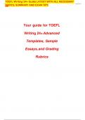 TOEFL Writing 24+ Guide LATEST WITH ALL NECESSARY TOPICS, SUMMARY AND EXAM TIPS (Your guide for TOEFL Writing 24+ Advanced Templates, Sample Essays, and Grading Rubrics)