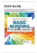 Davis Advantage for Basic Nursing: Thinking, Doing, and Caring 3rd Edition by Treas |Chapter 1-41|Complete Guide