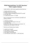 NFHS Basketball Rules Test 2023 Questions With Complete Solutions