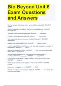 Bio Beyond Unit 6 Exam Questions and Answers 