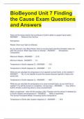 BioBeyond Unit 7 Finding the Cause Exam Questions and Answers 