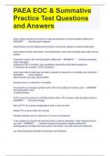 PAEA EOC & Summative Practice Test Questions and Answers 