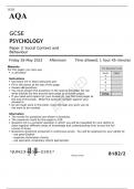AQA  GCSE PSYCHOLOGY Paper 2 Social Context and Behaviour FINAL QUESTION PAPER MAY 2023