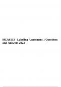 HCAS133 - Labeling Assessment 1 Questions and Answers 2023.
