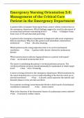 Emergency Nursing Orientation 3.0: Management of the Critical Care Patient in the Emergency Department