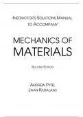 INSTRUCTOR'S SOLUTIONS MANUAL TO ACCOMPANY MECHANICS OF MATERIALS SECOND EDITION ANDREW PYTEL JAAN KIUSALAAS