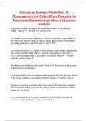 Emergency Nursing Orientation 3.0: Management of the Critical Care Patient in the Emergency Department questions with correct answers