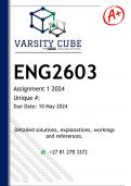 ENG2603 Assignment 1 (DETAILED ANSWERS) 2024 - DISTINCTION GUARANTEED   