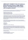 UMB NU371 NURS371 NU 371 Evidence-Based Nursing Practice (UMB UMass Boston, Fall 2023) PrepU Pancreatitis with complete solution