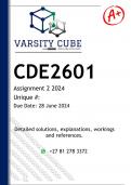 CDE2601 Assignment 2 (DETAILED  ANSWERS) 2024 - DISTINCTION GUARANTEED 