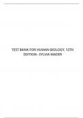 TEST BANK FOR HUMAN BIOLOGY, 12TH EDITION– SYLVIA MADER