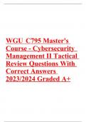 Cybersecurity Management II - Tactical - C795 Pre-assessment QUESTIONS WITH COMPLETE SOLUTIONS