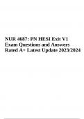 NUR 4687: PN HESI Exit V1 Exam Questions and Answers Rated A+ Latest Update 2023/2024