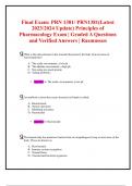 Final Exam: PRN 1381/ PRN1381(Latest 2023/2024 Update) Principles of Pharmacology Exam | Graded A Questions and Verified Answers | Rasmussen