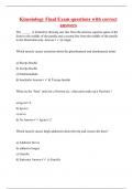 Kinesiology Final Exam questions with correct answers