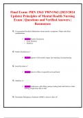 Final Exam: PRN 1562/ PRN1562 (2023/2024 Update) Principles of Mental Health Nursing Exam | Questions and Verified Answers | Rasmussen