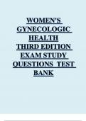 WOMEN'S GYNECOLOGIC HEALTH 3RD ED EXAM STUDY TESTBANK QUESTIONS WITH ANSWERS KEY A+