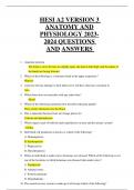 HESI A2 VERSION 3 ANATOMY AND PHYSIOLOGY 2023-2024 QUESTIONS AND ANSWERS 