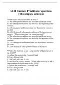 AEM Business Practitioner questions with complete solutions