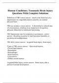 Human Conditions; Traumatic Brain Injury Questions With Complete Solutions