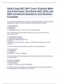 Gold Coast RE 1001 Cram, Practice Math and Final Exam Test Bank 2021,2022 and 2023 Combined Questions and Answers Complete