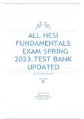 HESI FUNDAMENTALS EXAM SPRING 2023.TEST BANK UPDATED