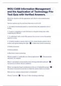 WGU C468 Information Management and the Application of Technology Pre-Test Quiz with Verified Answers | Latest 2023/2024