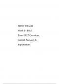 NRNP 6665-01 Week 11 Final Exam 2022 Questions, Correct Answers & Explanations