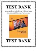 Test Bank for Organizational Behavior An Evidence-Based Approach, 12 Edition by Fred Luthans.