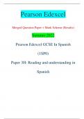 Pearson Edexcel Merged Question Paper + Mark Scheme (Results) Summer 2022 Pearson Edexcel GCSE In Spanish  (1SP0) Paper 3H: Reading and understanding in  Spanish Centre Number Candidate Number *P71049A0120* Turn over  Total Marks