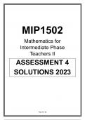 MIP1502 ASSIGNMENT 4 SOLUTIONS 2023 UNISA MATHEMATICS FOR INTERMEDIATE PHASE II