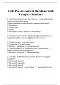 C207 Pre-Assessment Questions With Complete Solutions