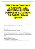 TMC Exam Questions & Answers | 151 QUESTIONS| WITH COMPLETE SOLUTION| 30 PAGES| latest update 