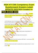 NGN ATI CNA Competency Exam Questionsand Answers Latest UPDATE 2023/2024 Graded A+ FINA EXAM 2023