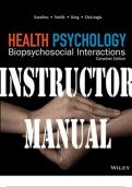 INSTRUCTOR MANUAL for Health Psychology, Canadian Edition 1st Edition Edward Sarafino, Timothy Smith, David King and Anita DeLongis. ISBN 9781119049456. (All 15 Chapters)