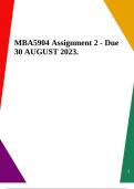 MBA5904 Assignment 2 - Due 30 AUGUST 2023