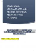TSIA2 ENGLISH LANGUAGE ARTS AND READING QUESTIONS ANSWER KEY AND RATIONALE