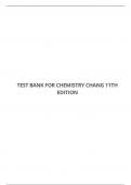 TEST BANK FOR CHEMISTRY CHANG 11TH EDITION