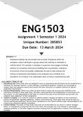ENG1503 Assignment 1 (ANSWERS) Semester 1 2024 (285853) - DISTINCTION GUARANTEED.