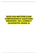 NURS 6550 MIDTERM EXAM COMPREHENSIVE QUESTIONS ANSWERED 100% CORRECT (GUARANTEE GRADE A)